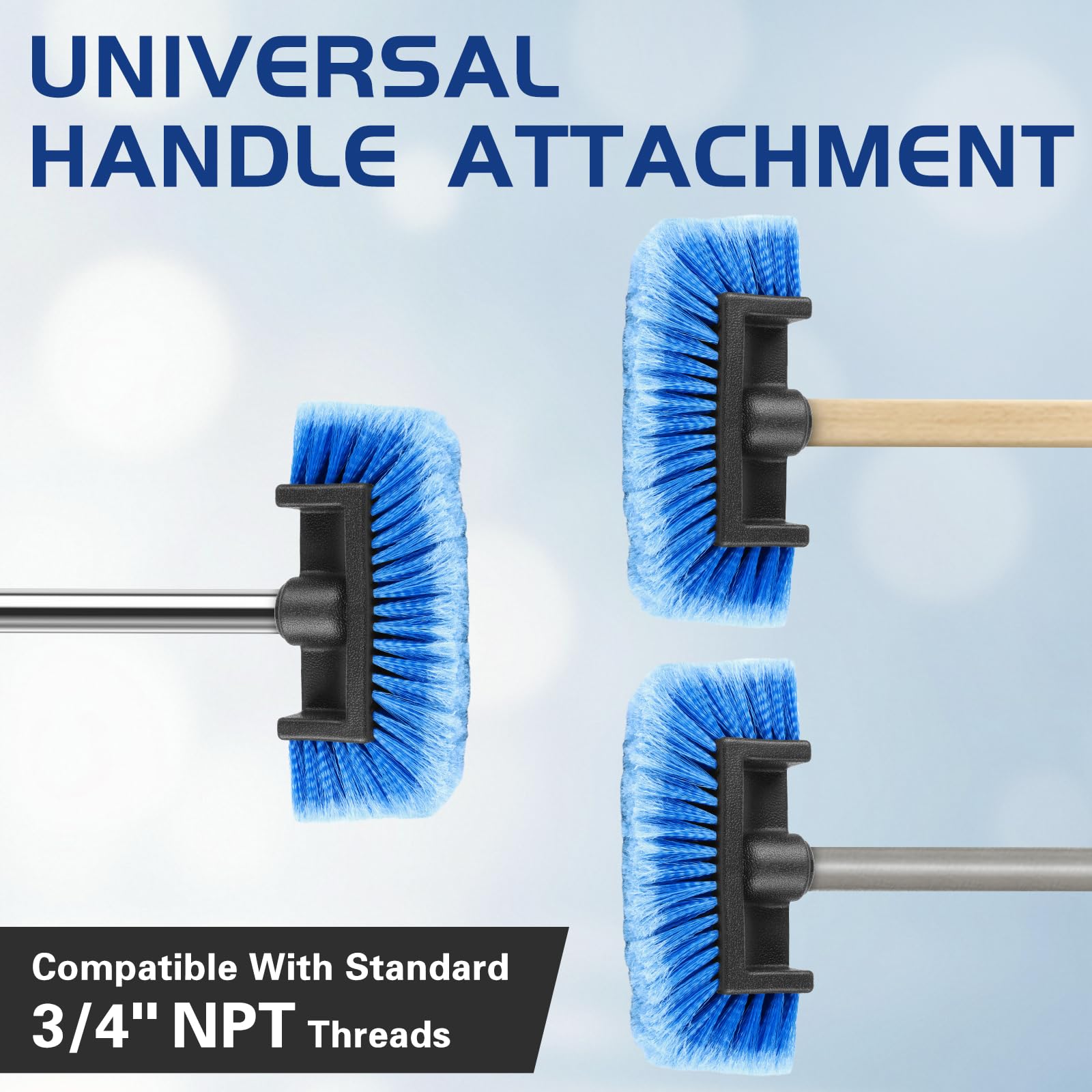 APIFRSUAK brush head fits extension poles for easy reach and handling.