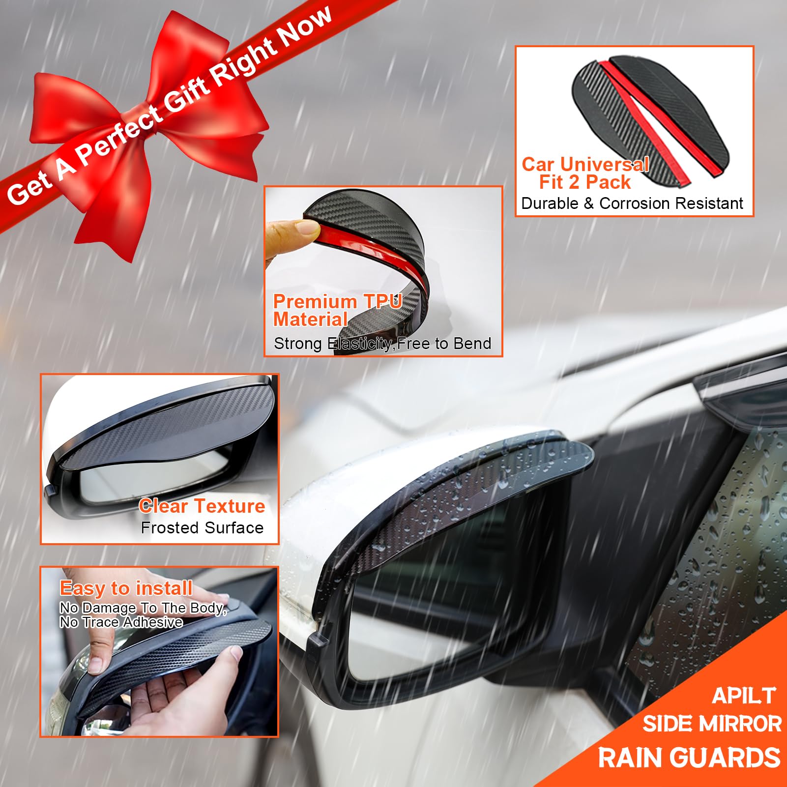 APILT rain guards shown with easy no-drill installation and clear mounting steps.
