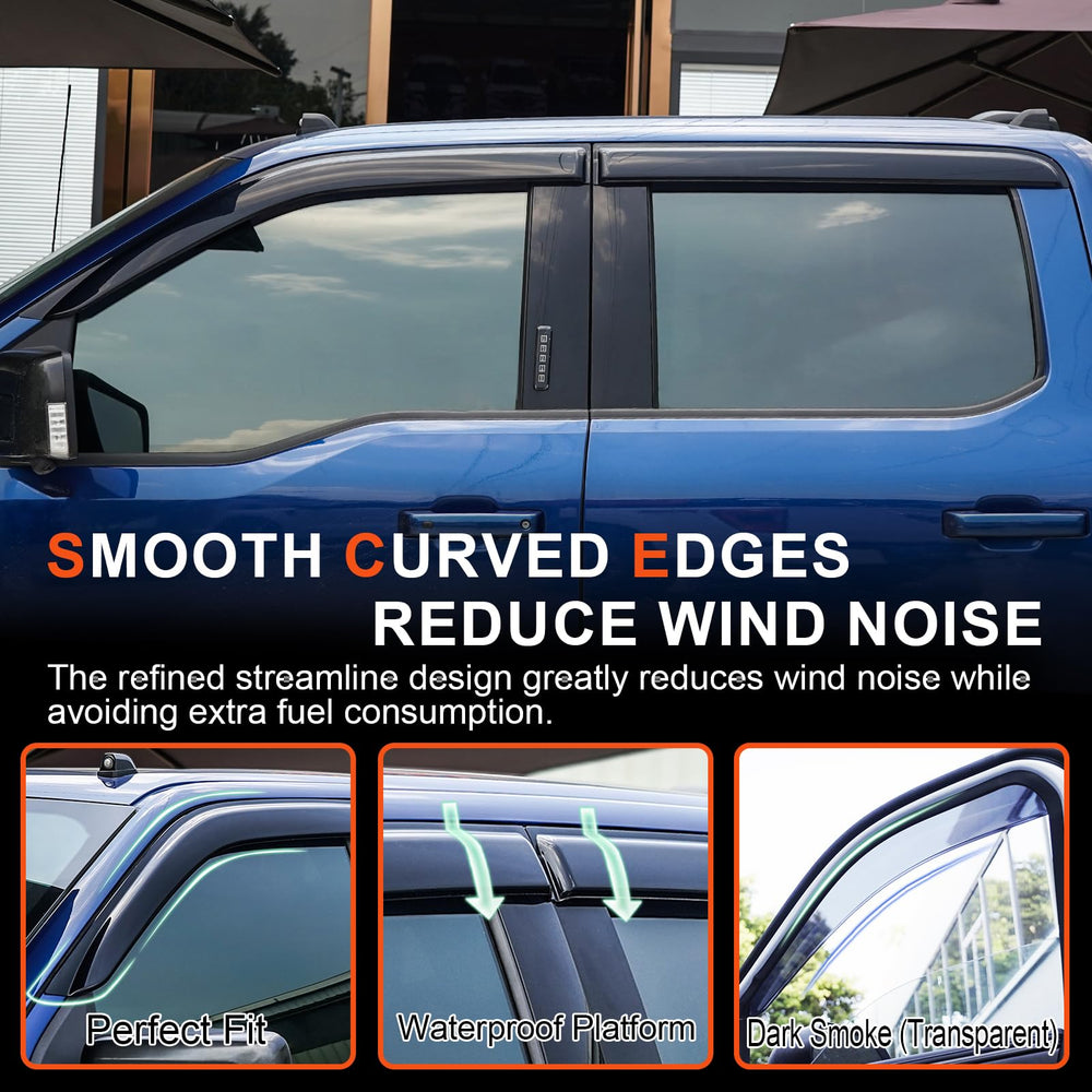 APILT window deflectors on F-350 Super Duty offer a seamless, factory-like appearance.