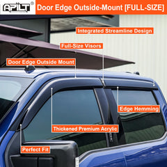 APILT rain guards for Raptor SuperCrew highlight a rugged, dark smoke finish and streamlined look.