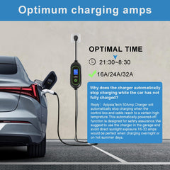 AplysiaTech Level 2 charger cable-port area with 25 ft premium cable for flexible placement.