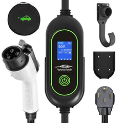 AplysiaTech Level 2 charger front view with 25 ft cable for fast home charging.