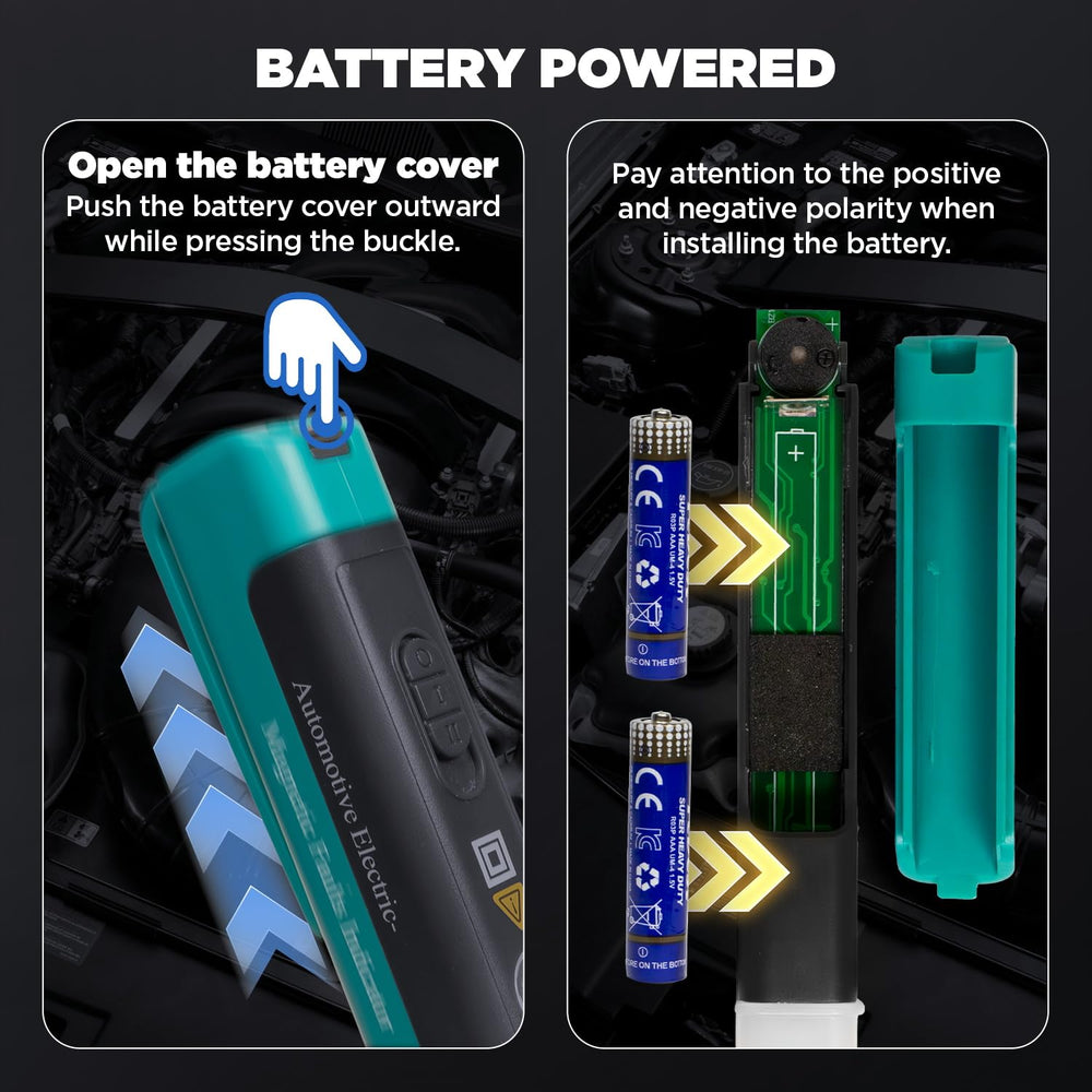APOWFIX battery-compartment view highlights power options with included batteries.