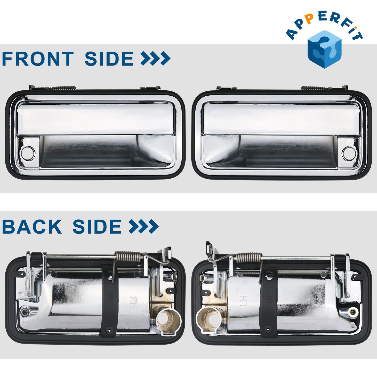 APPERFiT all-metal chrome exterior door handle highlights durability and style.