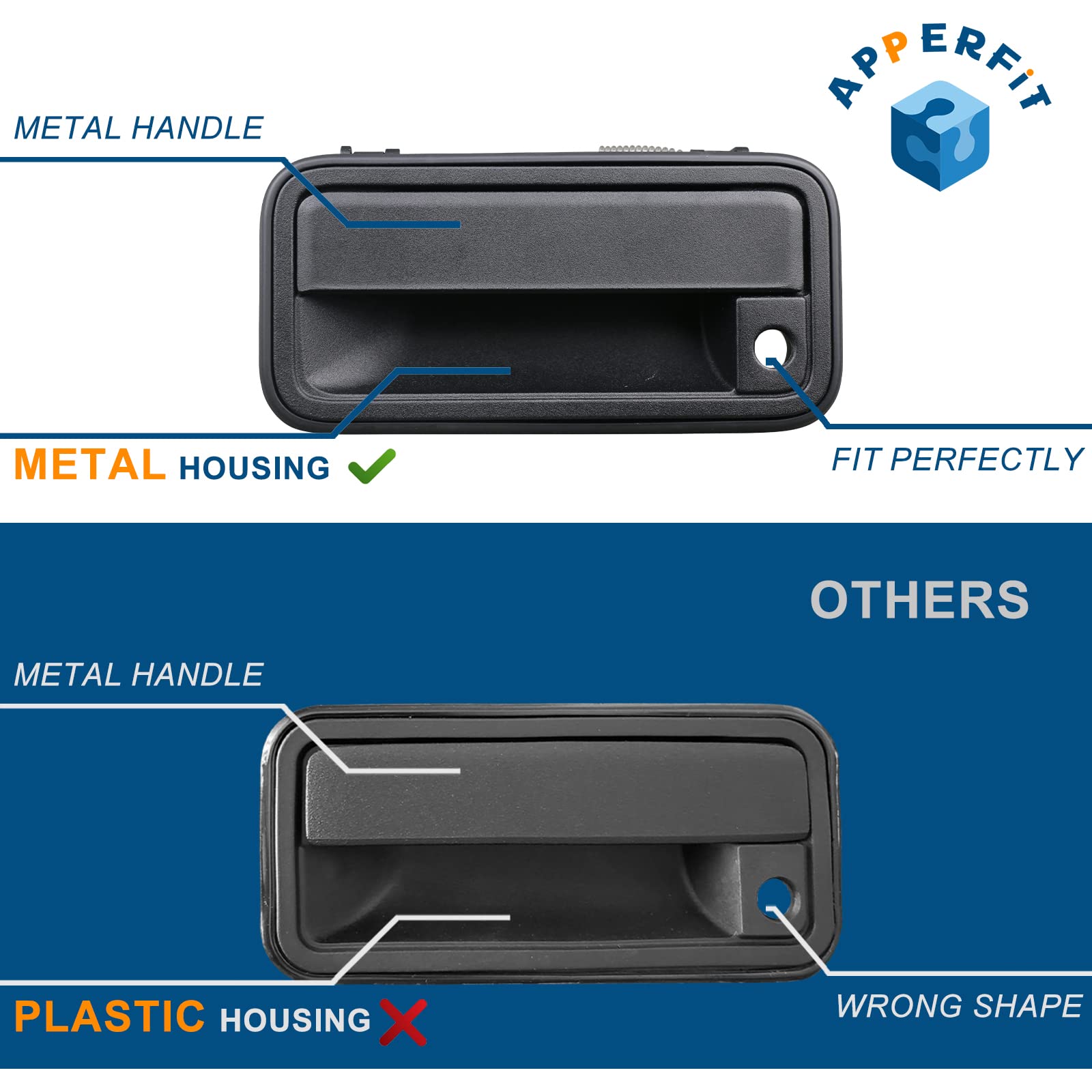 APPERFiT all-metal door handle front passenger-side exterior replacement, sturdy and precise fit