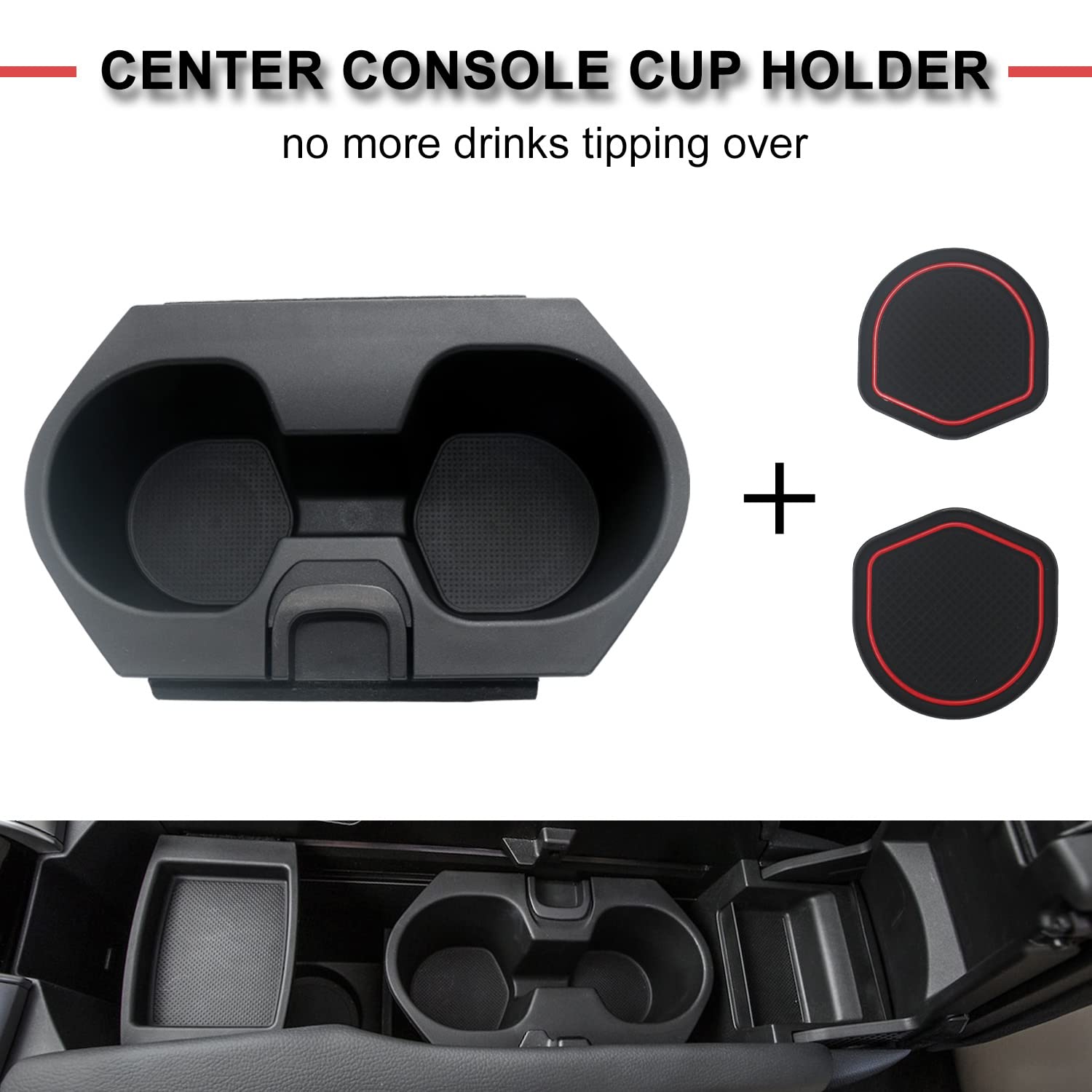 APPERFiT cupholder with red liner mat adds spill protection and easy cleanup