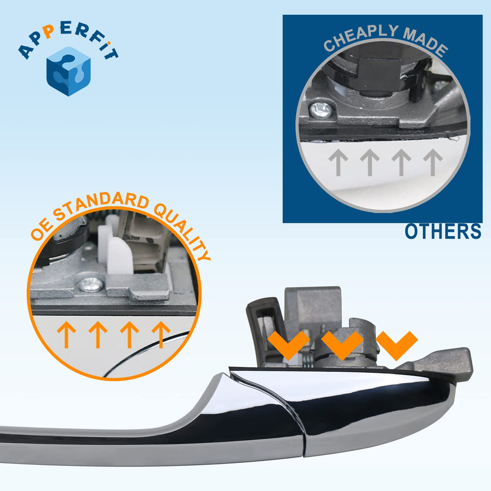 Chrome exterior door handle by APPERFiT adds a polished look and reliable grip.