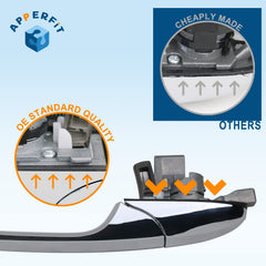 Chrome exterior door handle by APPERFiT adds a polished look and reliable grip.