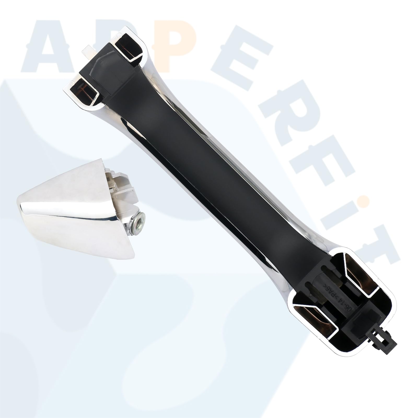 APPERFiT chrome exterior door handle with end cap packaging, ready for installation