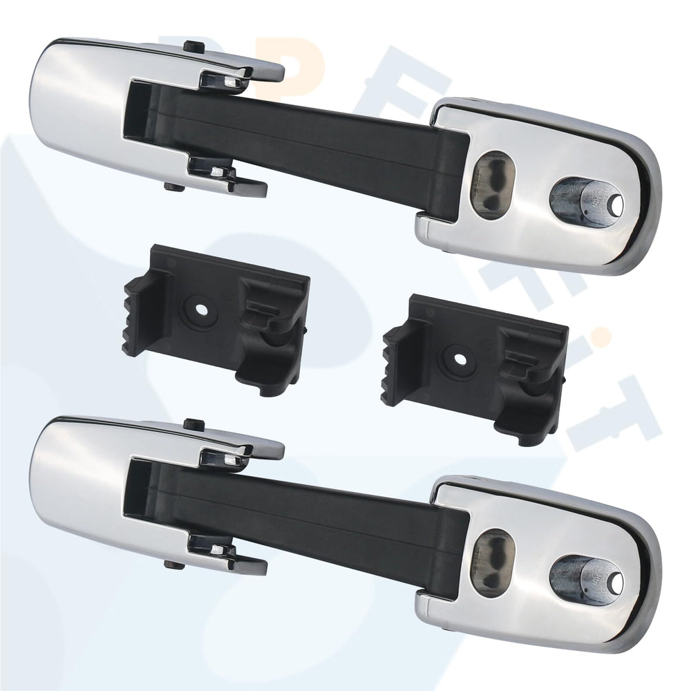 Chrome hood latch strap kit for Blue Bird Vision bus, durable chrome finish.