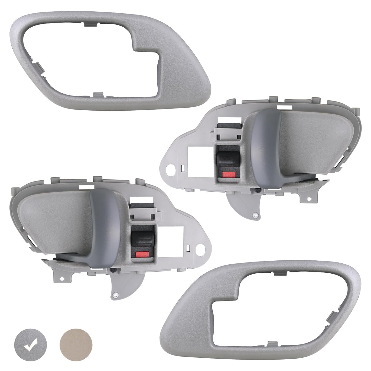 APPERFiT gray interior door handle with bezel kit, front left view showing precise fit
