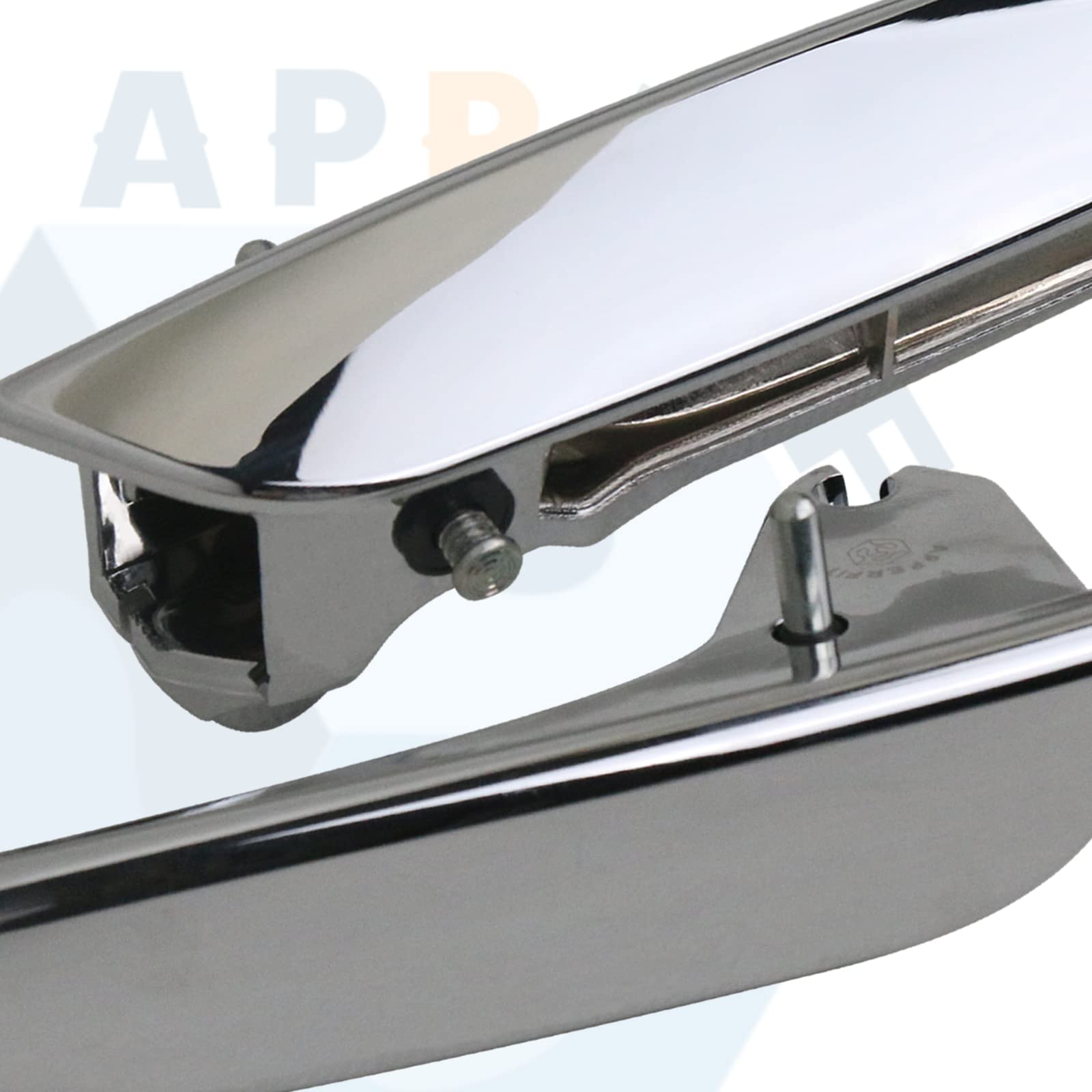 Close-up of APPERFiT chrome interior door handle lever finish