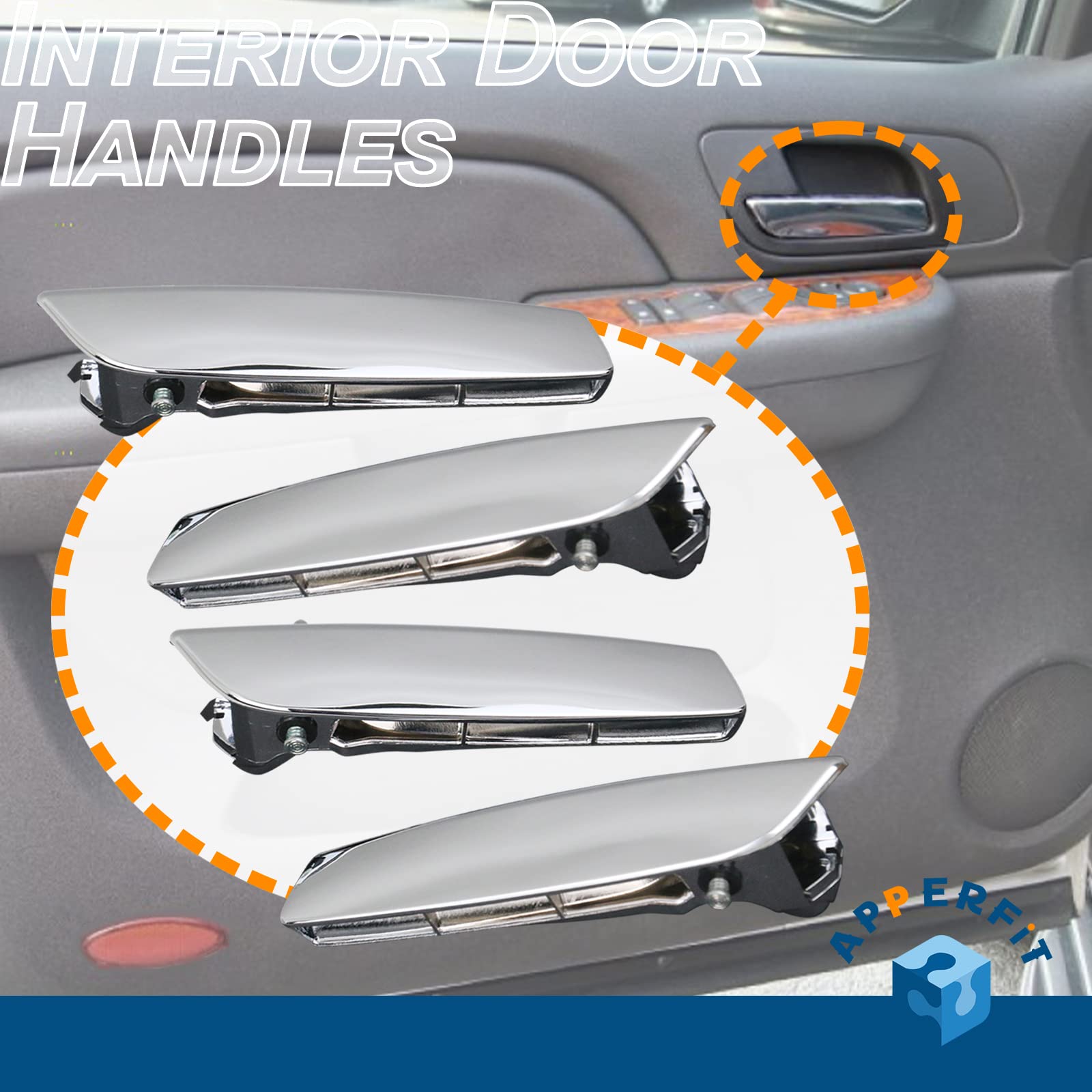 APPERFiT interior door handle lever chrome front-right replacement for passenger side