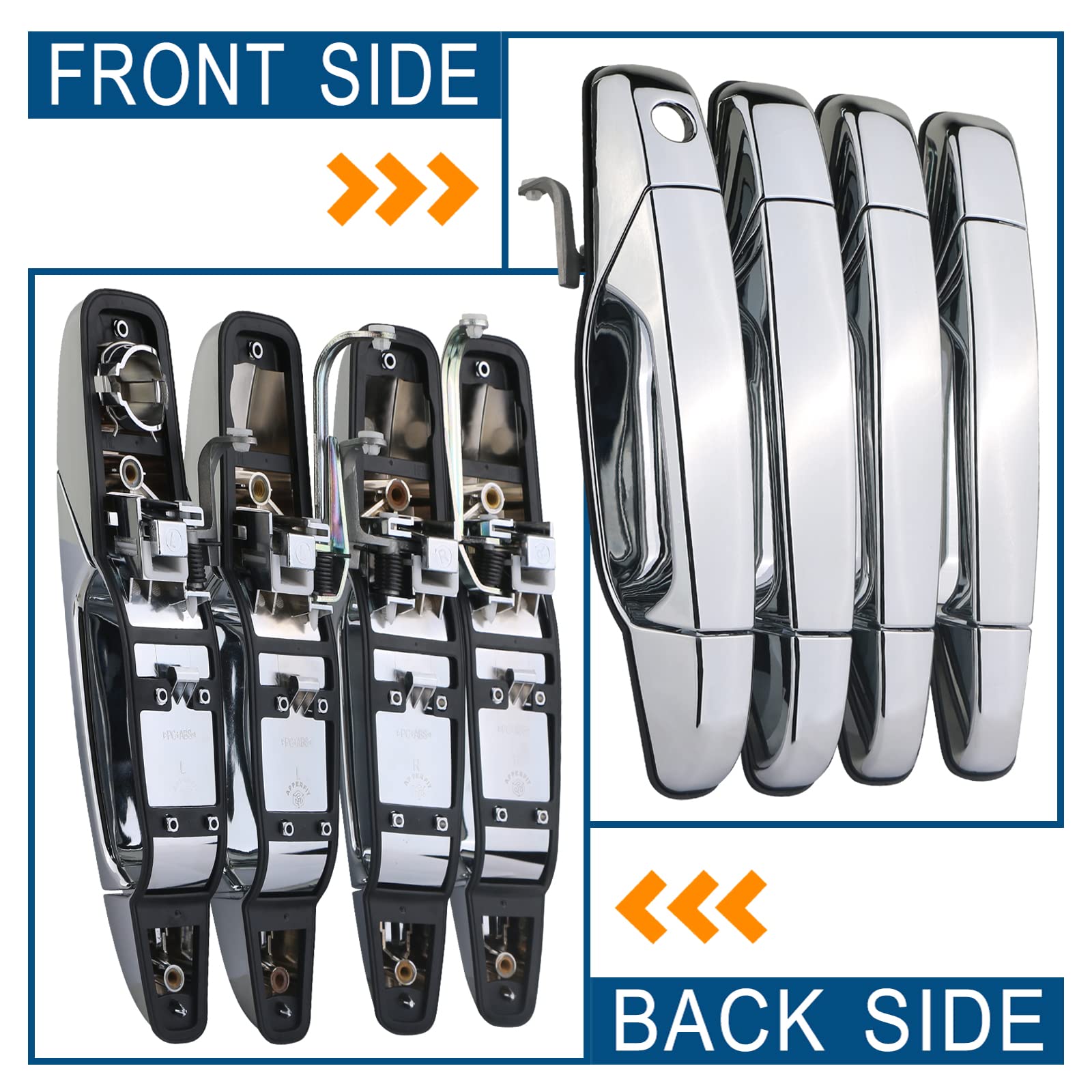 APPERFiT rear driver chrome door handle for GM trucks, durable finish for daily use.