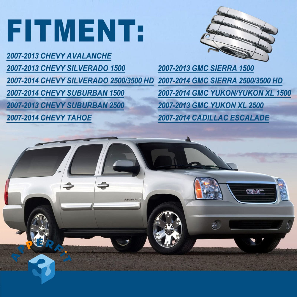 APPERFiT rear passenger chrome door handle for Suburban and Tahoe, OEM-like fit.