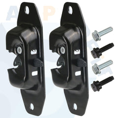 Closeup of bolts and latch showing GM truck compatibility