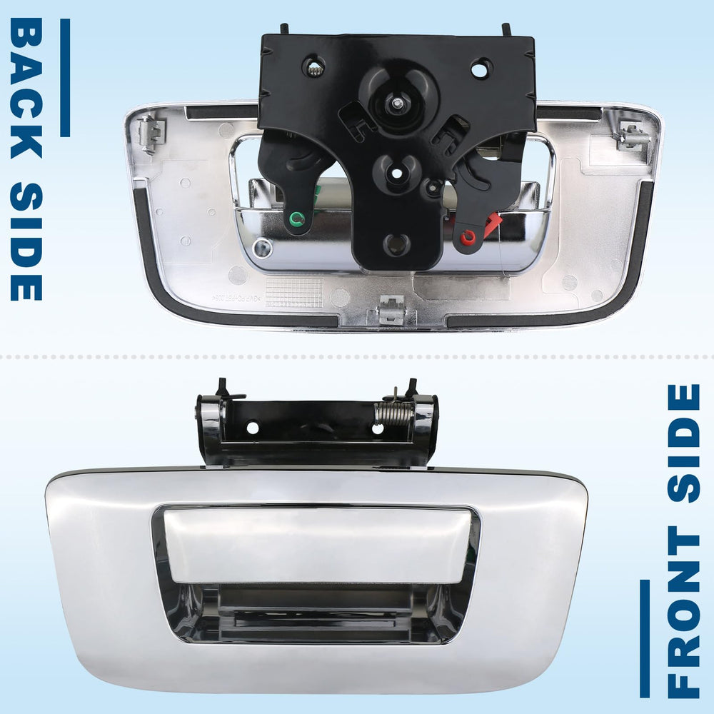 APPERFiT chrome tailgate component shown with a 1-year warranty badge.
