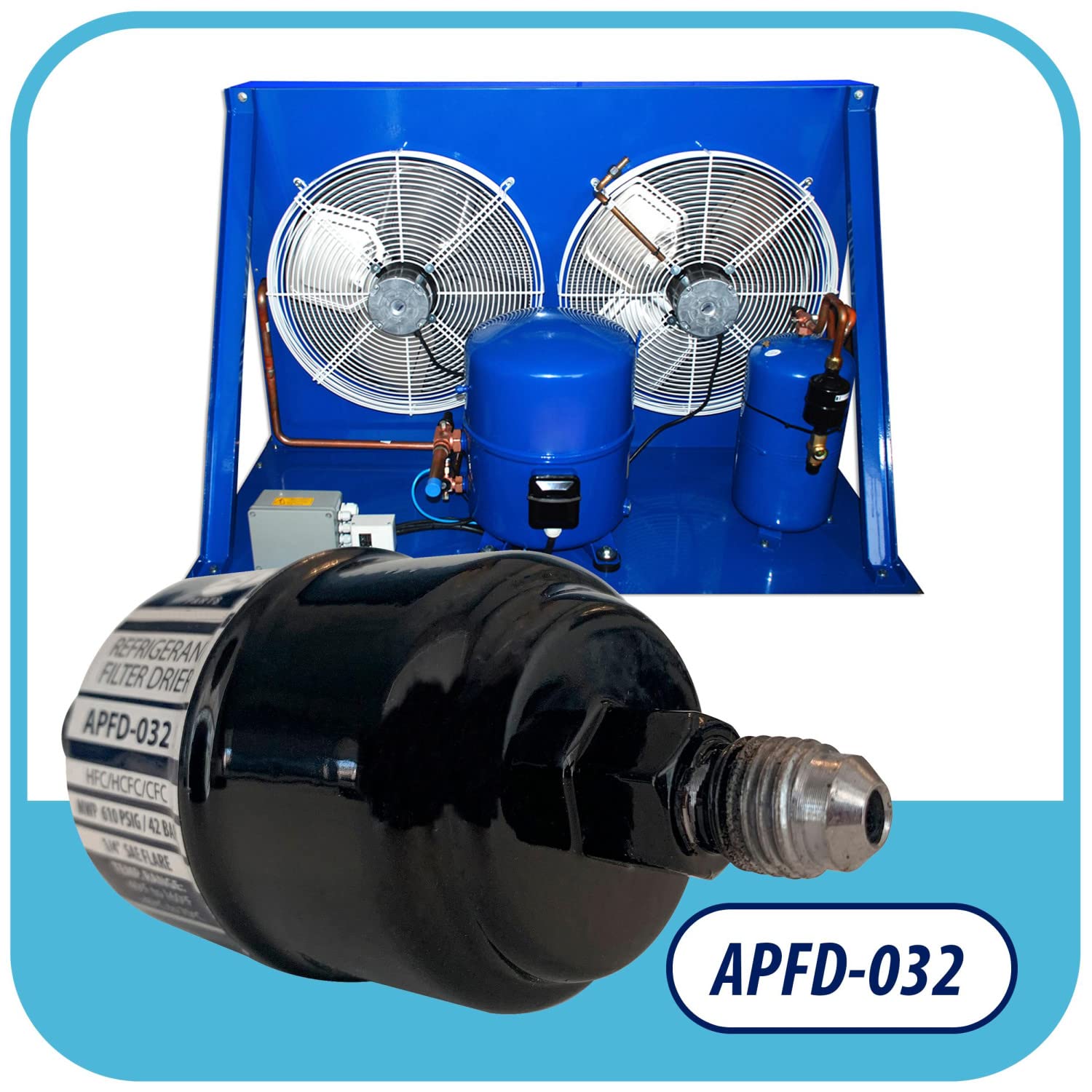 AP APPLI PARTS Liquid Line Filter Drier 032 side view shows rugged shell.