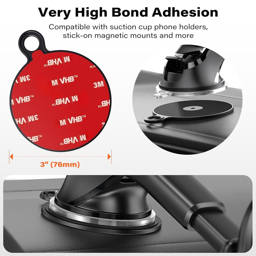 APPS2Car disk installed on a flat dashboard offering a stable surface for suction cups