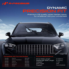 A-Premium 18in right wiper blade for Elantra ensures full windshield coverage