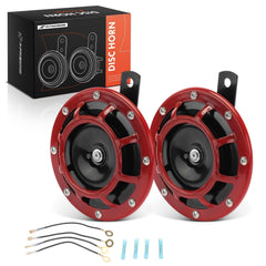 A-Premium 2-pack disc horn front view for universal 12V vehicles with strong sound.