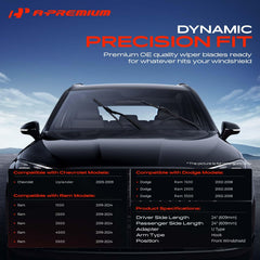 A-Premium 24x24 wiper blade right for Dodge Ram ensures reliable rain clearing