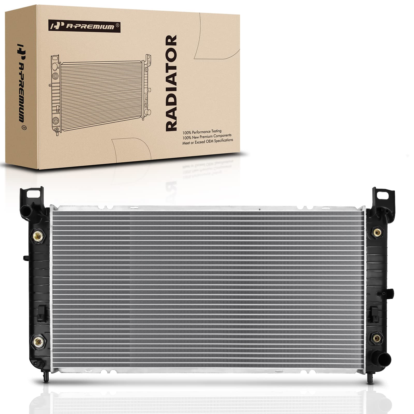A-Premium 34-Inch radiator assembly front view showing durable cooling core