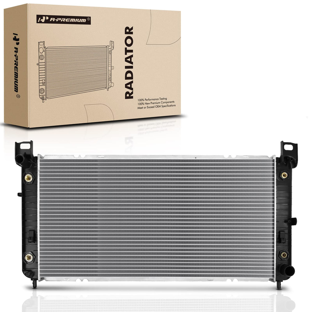 A-Premium 34-Inch radiator assembly front view showing durable cooling core