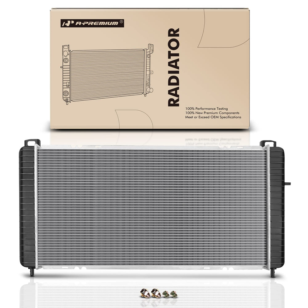 A-Premium 34-Inch radiator assembly installed in Silverado or GMC trucks
