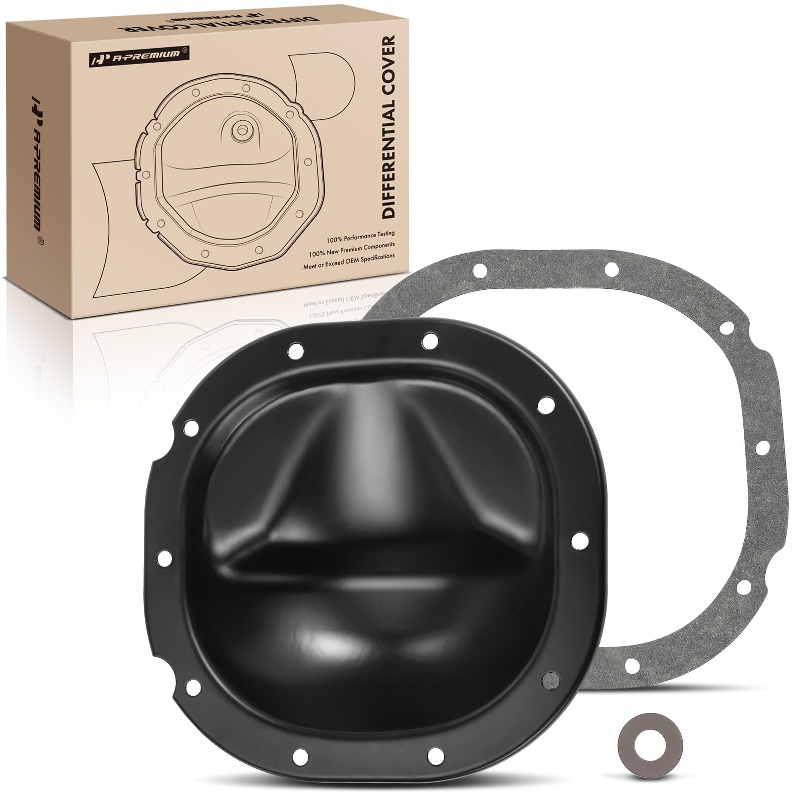 APremium 8-8 ring gear differential cover in black, ready for rugged installation.