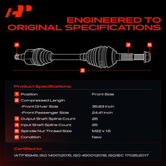 A-Premium CV axle with ABS ring included for consistent braking signals