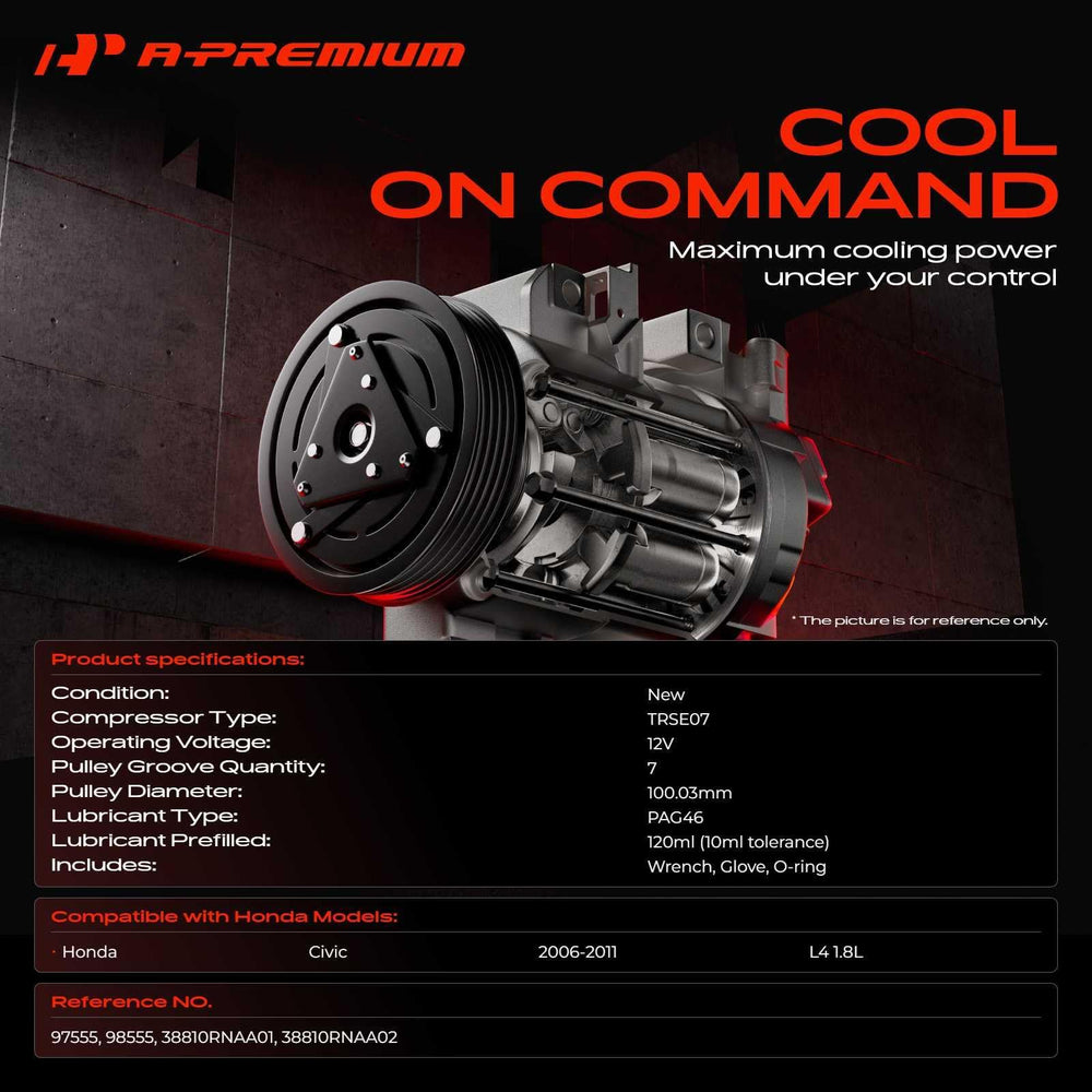 Seven-groove pulley design on A-Premium compressor for smooth drive.