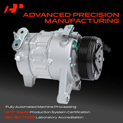 A-Premium AC compressor 7ZSE17 label indicates key specifications for buyers.