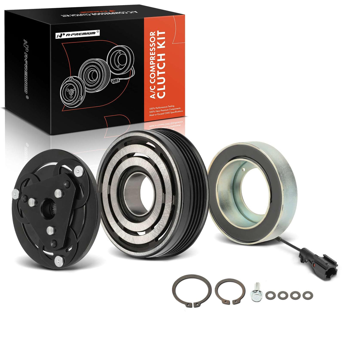 A-Premium AC clutch kit pulley for Subaru Forester shown for alignment and fit