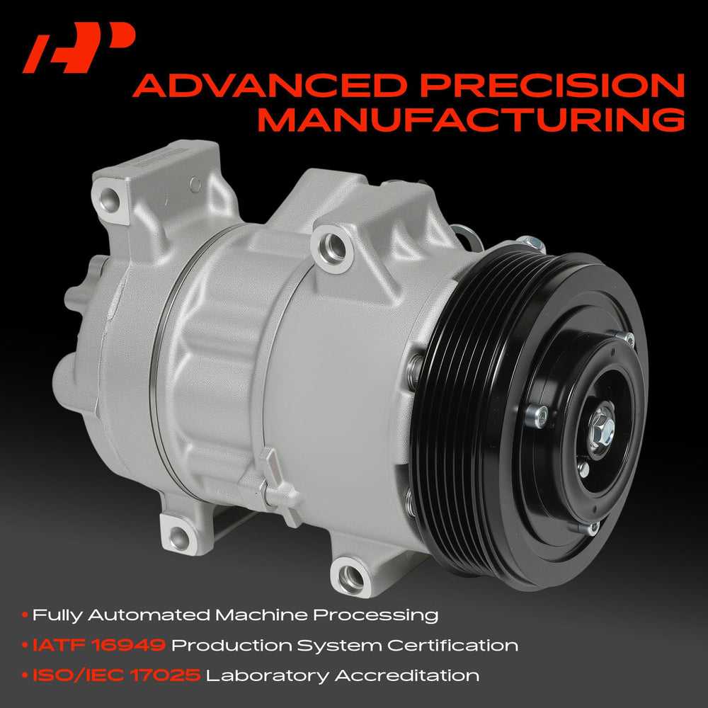 A-Premium AC compressor with 100 ml PAG46 oil prefill for ready-to-install performance.