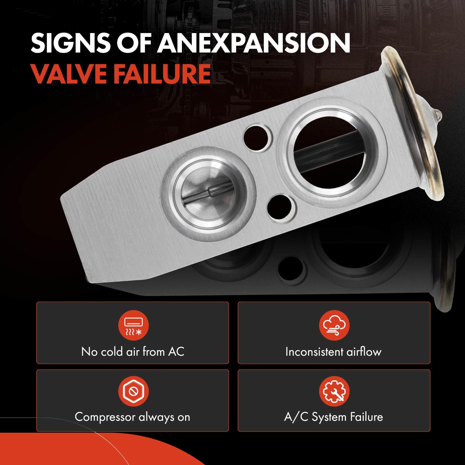 A-Premium AC expansion valve for NV3500, front view, durable replacement
