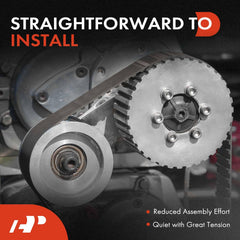 A-Premium belt tensioner assembly in packaging with fitment references.