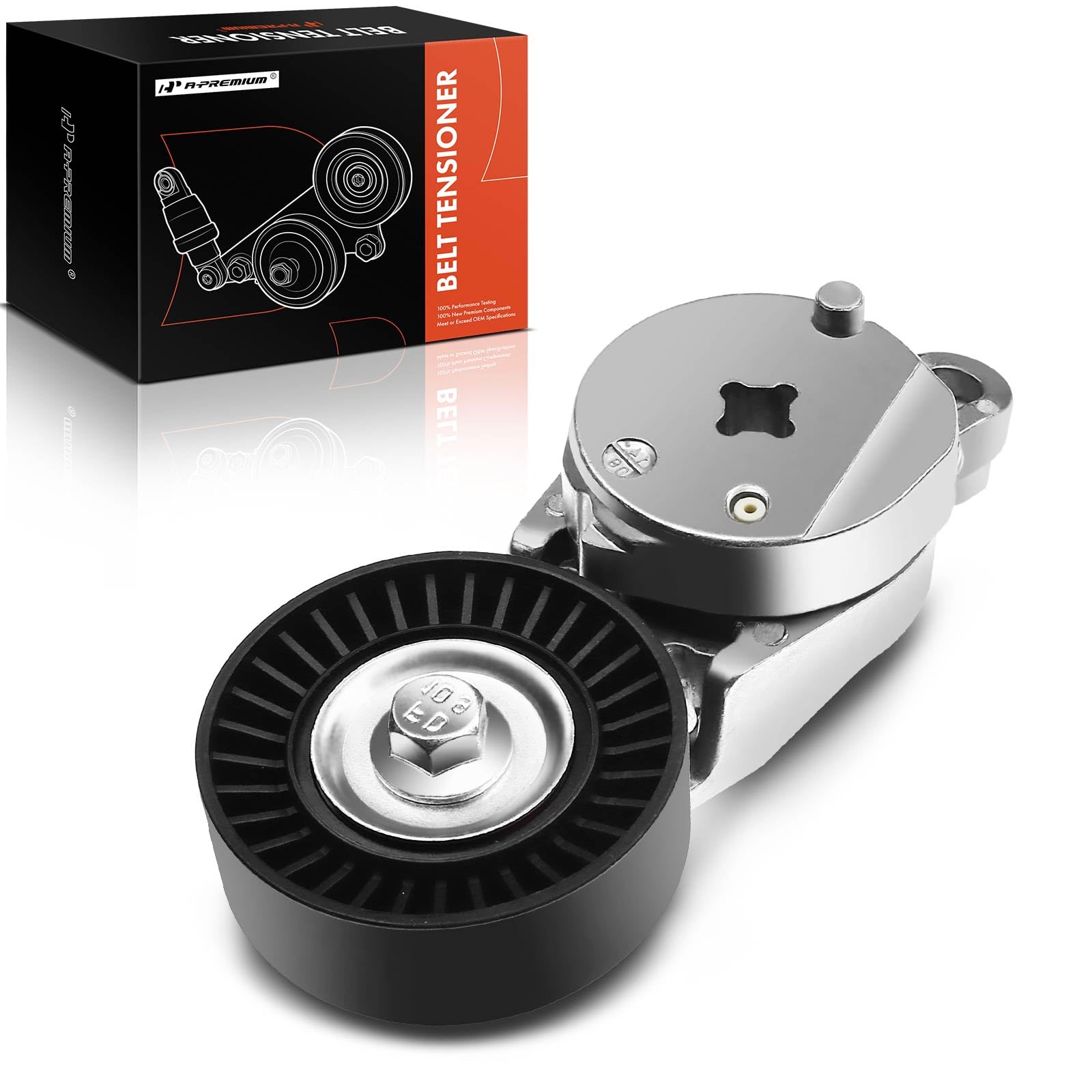A-Premium belt tensioner with pulley on Toyota Camry showing precise fitment and belt alignment