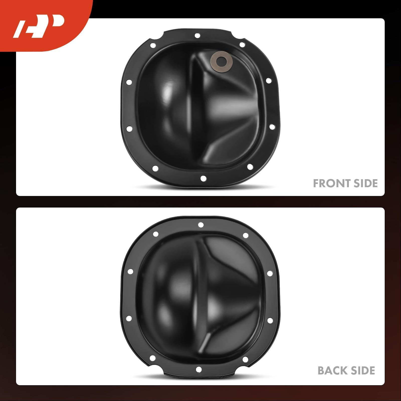 APremium black finish differential cover ready for under-hood use.