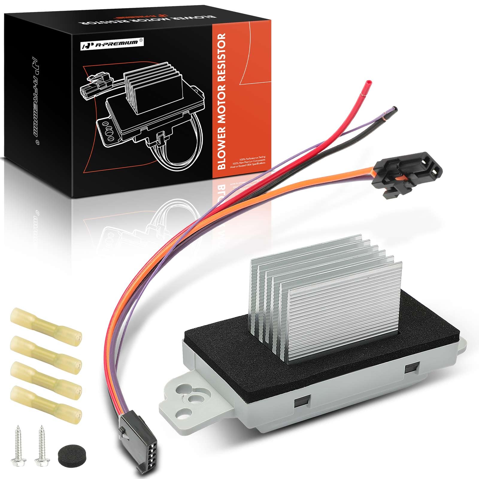 A-Premium blower resistor for Chevrolet Silverado front HVAC closeup shows durable contacts for reliable airflow.