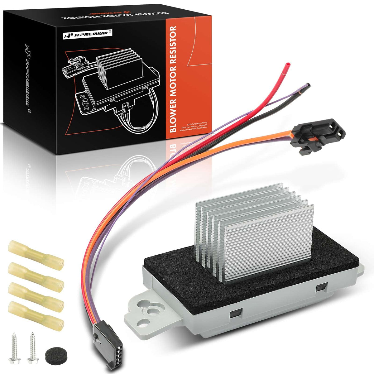A-Premium blower resistor for Chevrolet Silverado front HVAC closeup shows durable contacts for reliable airflow.