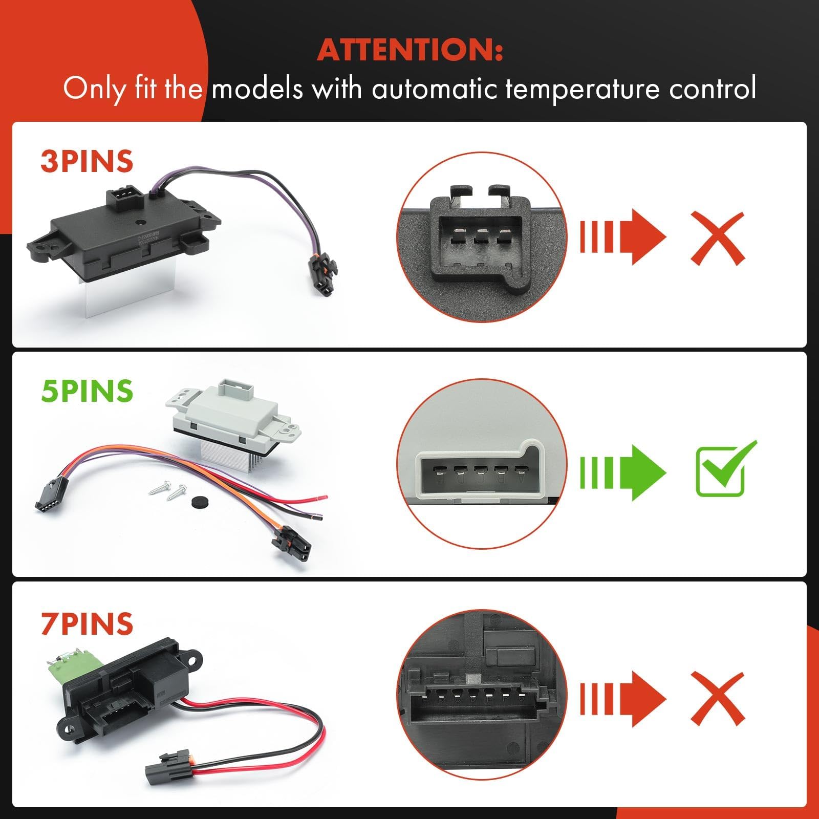 A-Premium blower resistor with harness included supports easy installation for Chevy and GMC models.