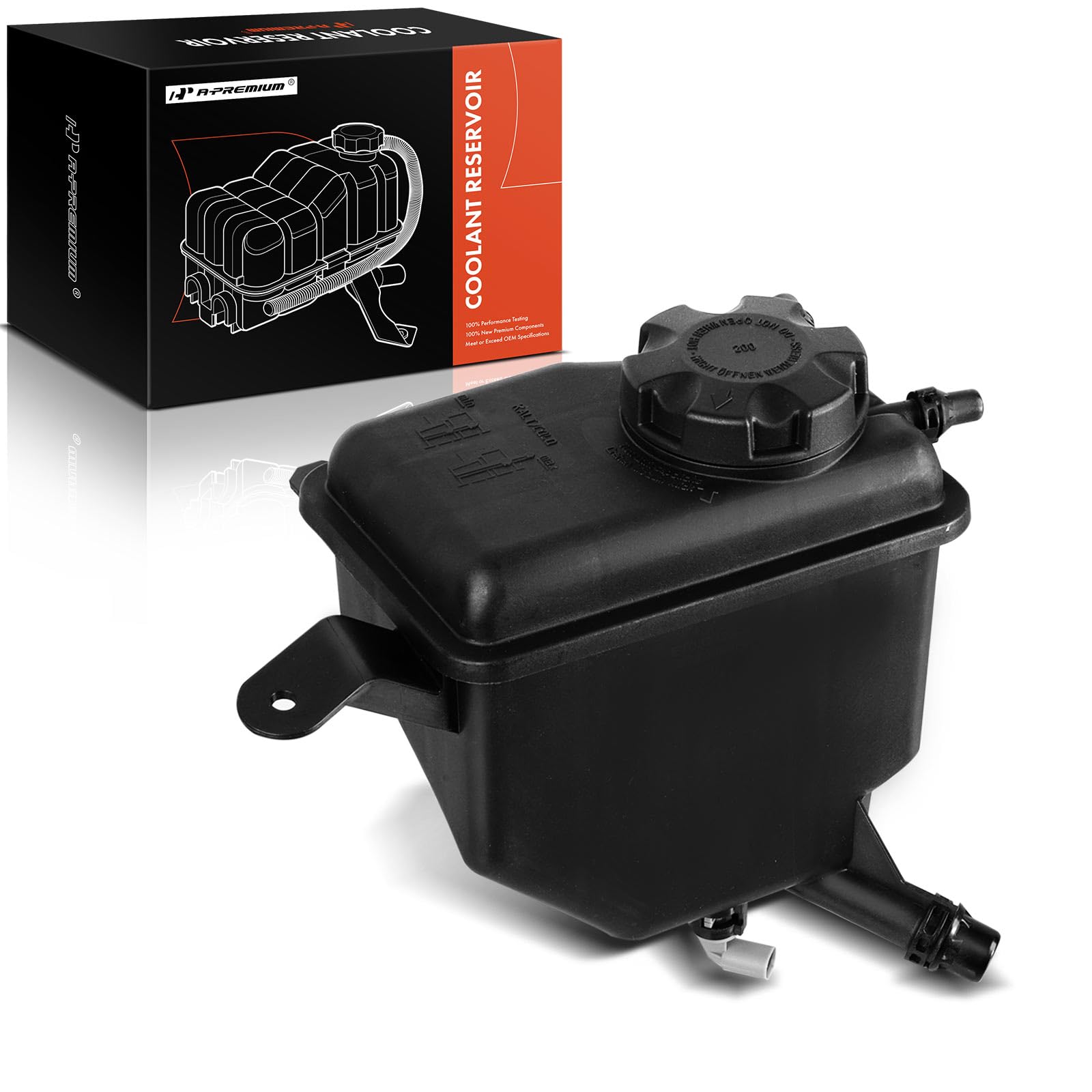 apremium coolant overflow reservoir with cap and sensor, BMW-compatible fitment for reliable cooling.