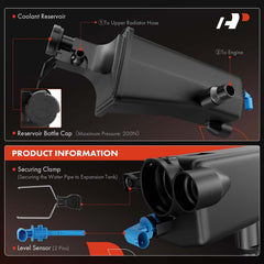 A-Premium durable plastic reservoir for BMW cooling system, resistant to heat and vibration