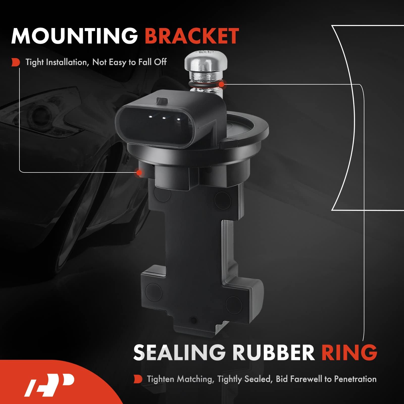 APremium camshaft sensor close-up of blade terminals for secure electrical connection.