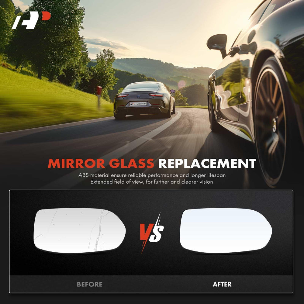 A-Premium close-up of heated mirror glass showing durable backing plate.