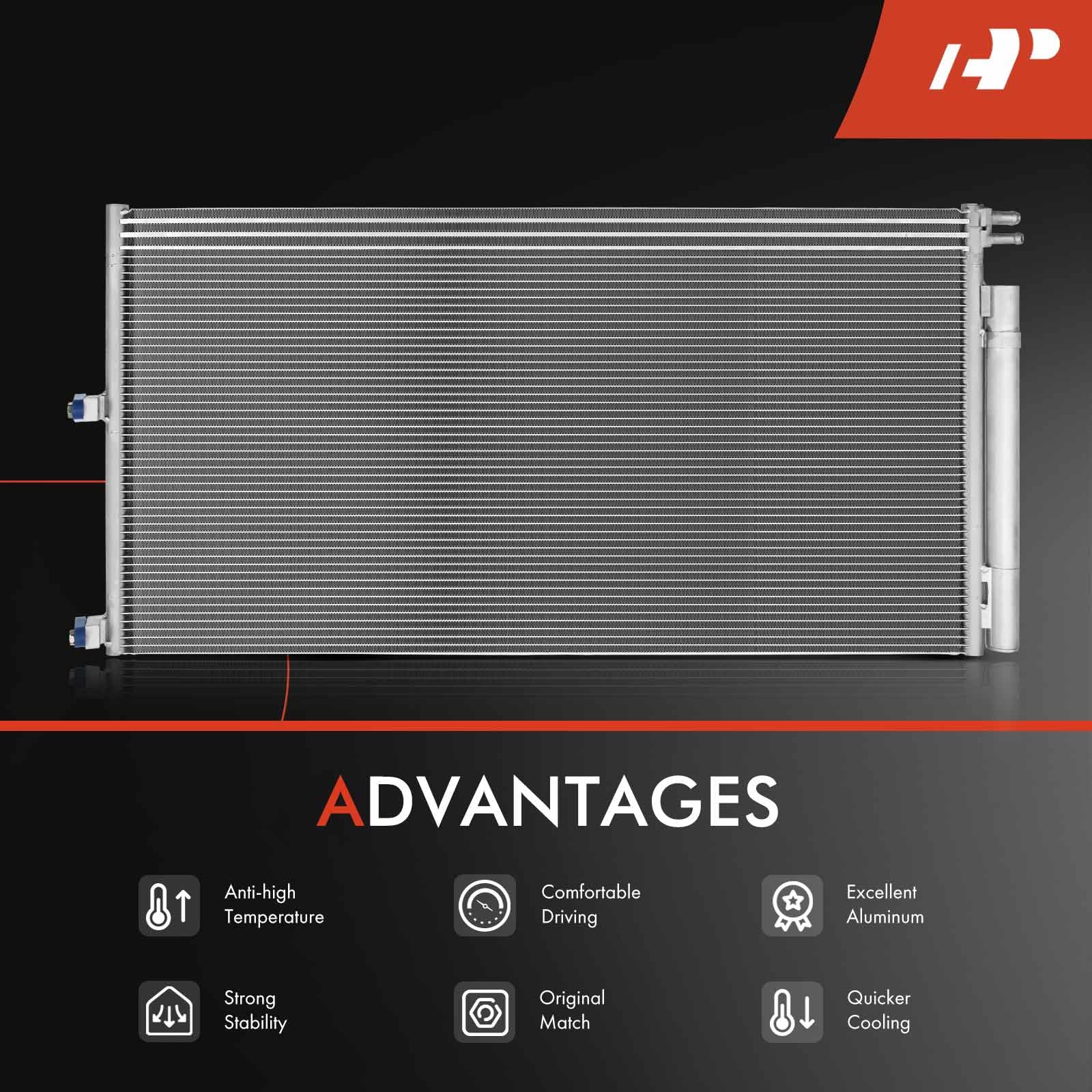 A-Premium condenser with built-in receiver dryer ready for quick, self-contained install.