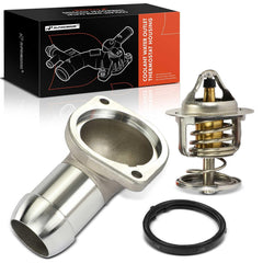 A-Premium coolant thermostat housing for Chevy Silverado, front view, durable GM compatibility