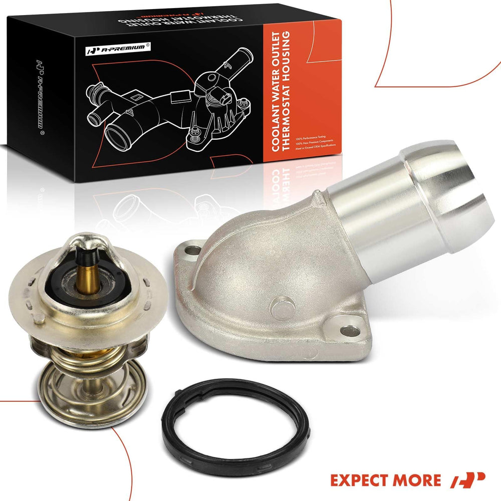 A-Premium thermostat housing for Corvette, front view, performance-minded design