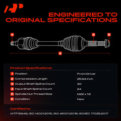 A-Premium CV axle front-left for Avalon 2008-2018 supports balanced handling.